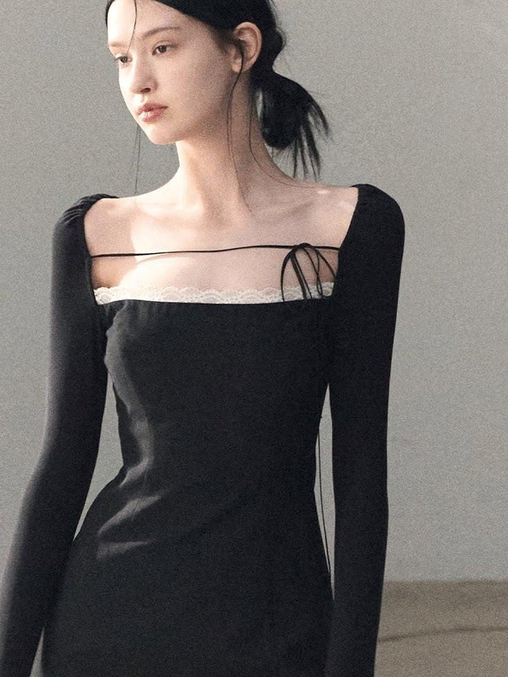 7 OAKMOO Waist Cinch Casual One Shoulder Long Sleeve Slim Viscose Blend Mini Dresses