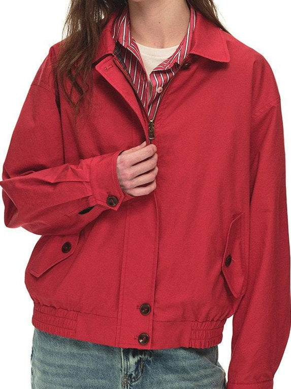Country Moment Reversible Relaxed Unisex Cotton Plaid Zip Collar Ribbed Hem Cropped Jackets