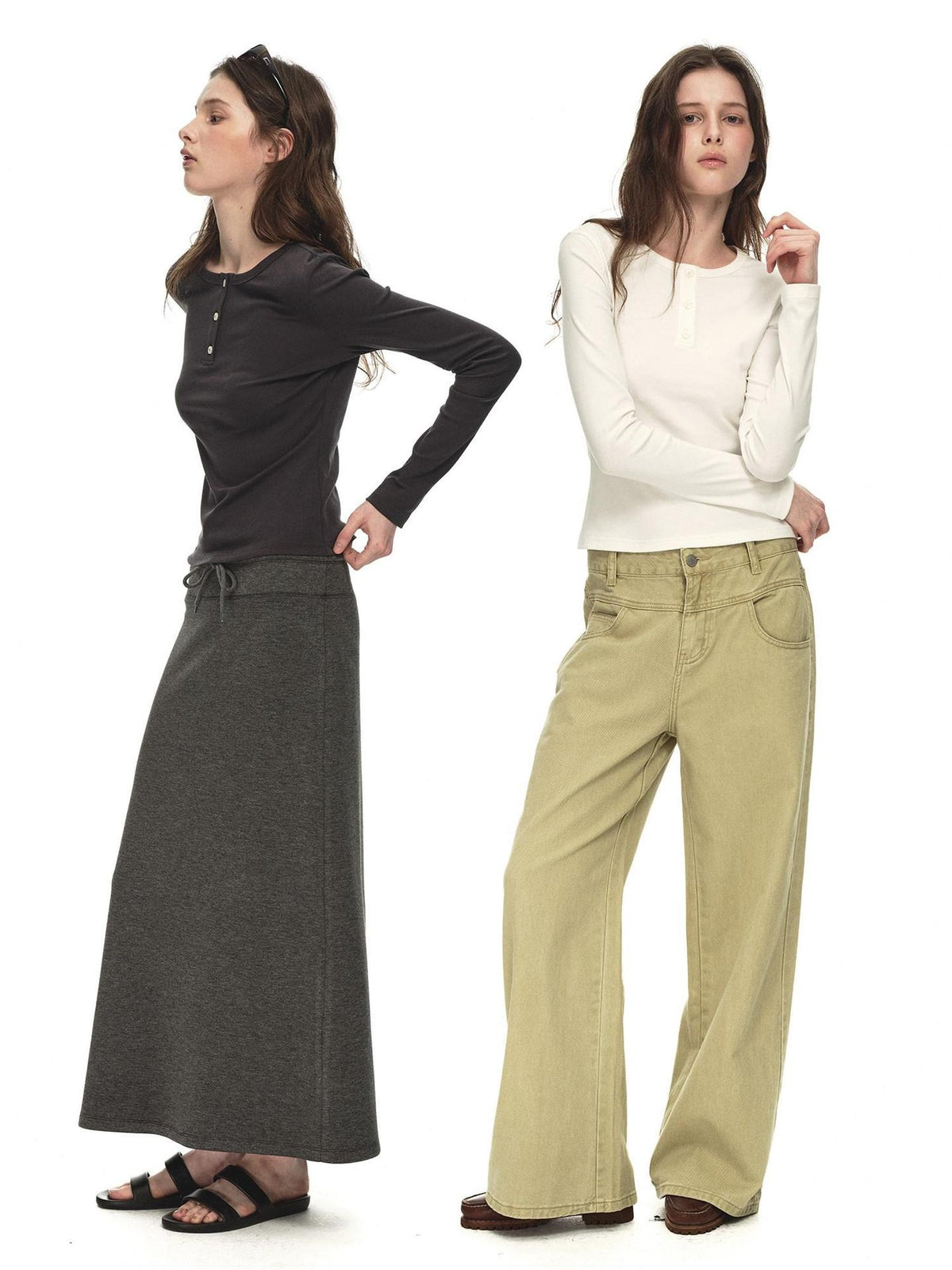 Country Moment Breathable Stretch Cotton Slim Fit Henley Button Women Long Sleeve T-Shirts