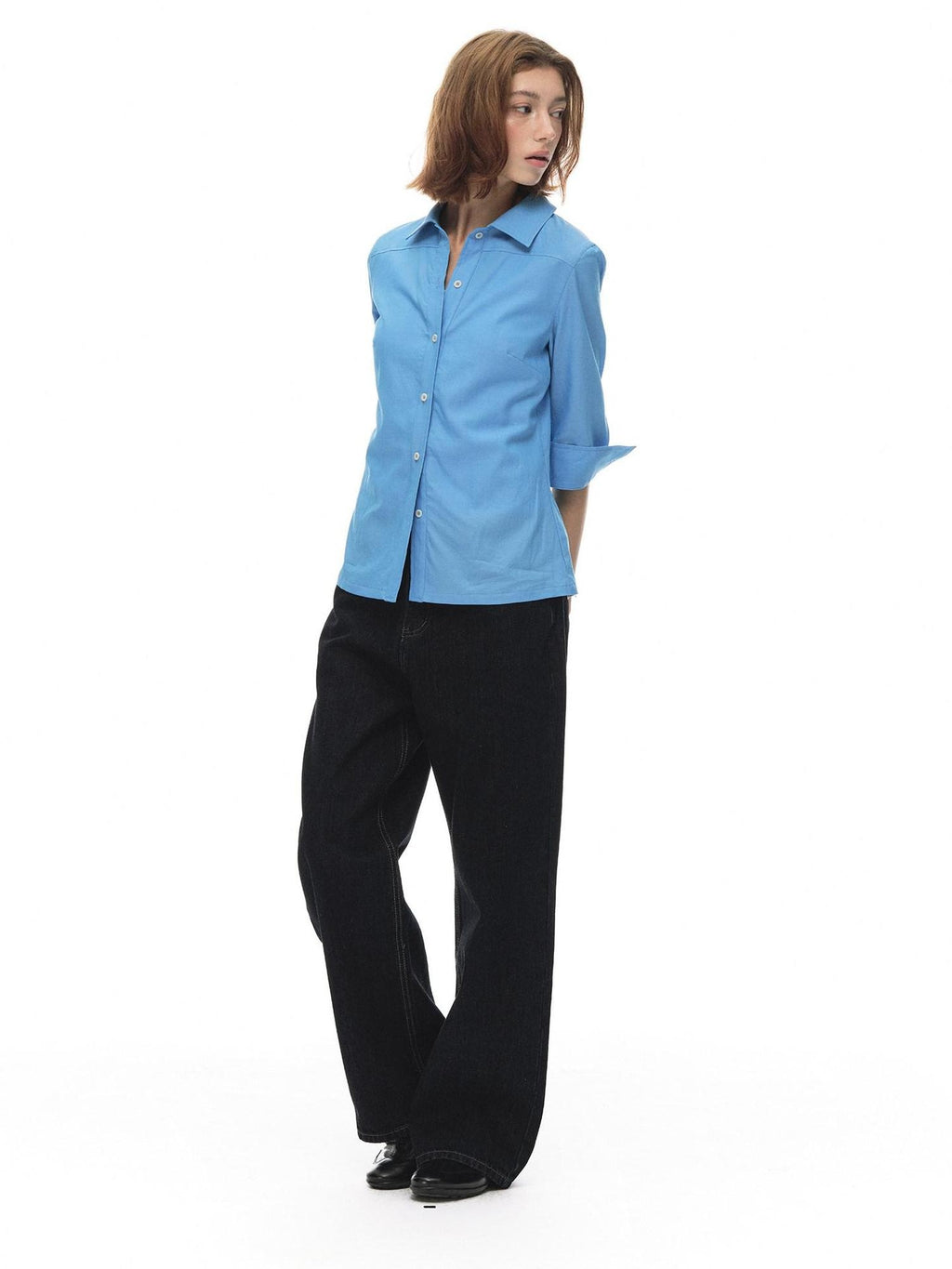 Country Moment Breathable Cotton Slim Fit Collared 3 4 Sleeve Pocket Women Citywalk Shirts