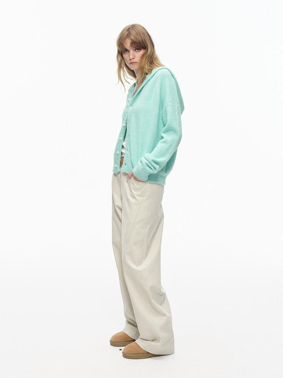 Country Moment Washed Patchwork Pure Cotton Mid Rise Loose Straight Youth Casual Wide Leg Pants